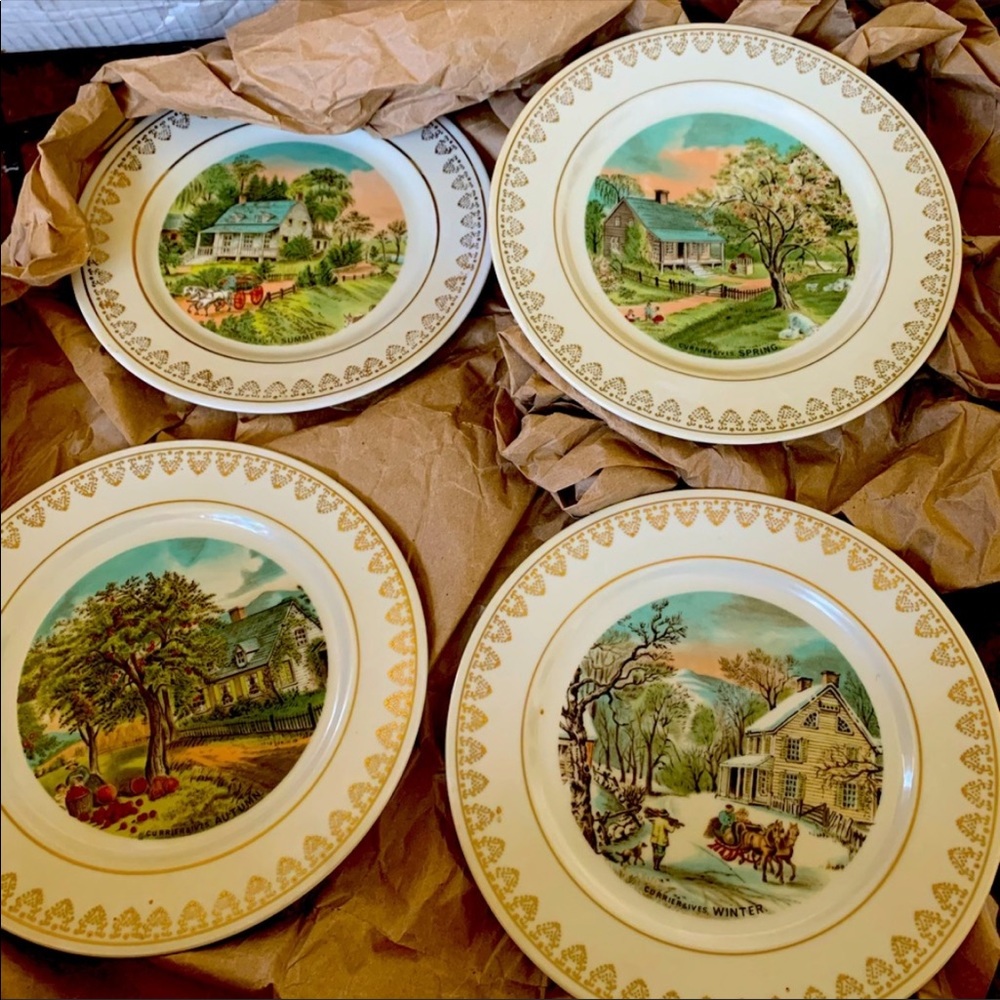 Currier and Ives Winter / holiday  plates set
